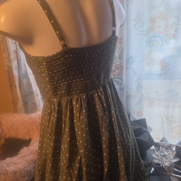 Old Navy Olive Green Polka Dot Strap Dress - Picture 2 of 3